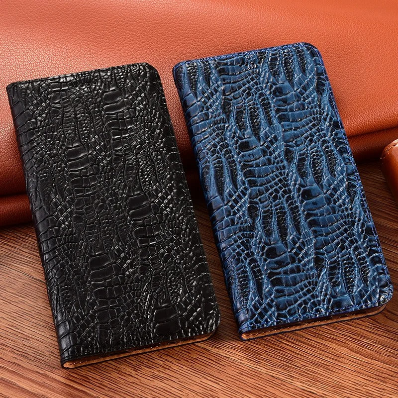 Luxury iPhone Case — Crocodile Claw Genuine Leather Flip Cover with Card Pocket, Non-Slip Full-Protection Design for iPhone 17 Pro Max, 17 Air & 16 Pro Max