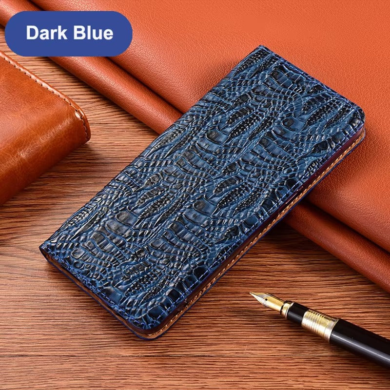 Luxury iPhone Case — Crocodile Claw Genuine Leather Flip Cover with Card Pocket, Non-Slip Full-Protection Design for iPhone 17 Pro Max, 17 Air & 16 Pro Max