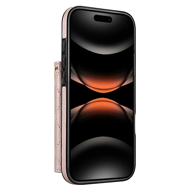 Luxury iPhone Case — Crossbody Leather Wallet Cover with Wrist & Shoulder Strap, Card & Coin Storage, Non-Slip Shockproof Design