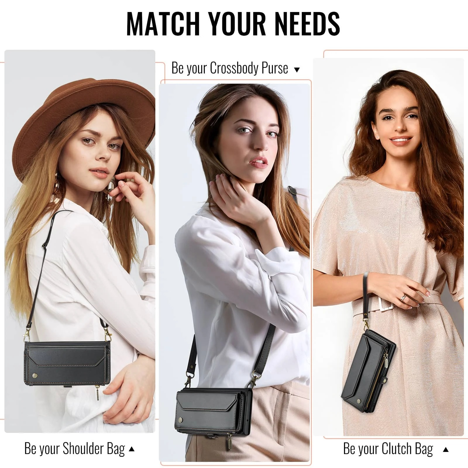 Luxury iPhone Case — Crossbody PU Leather Wallet Flip Cover with RFID Blocking, 7–10 Card Slots, Wristlet Strap & Shockproof Full-Body Protection