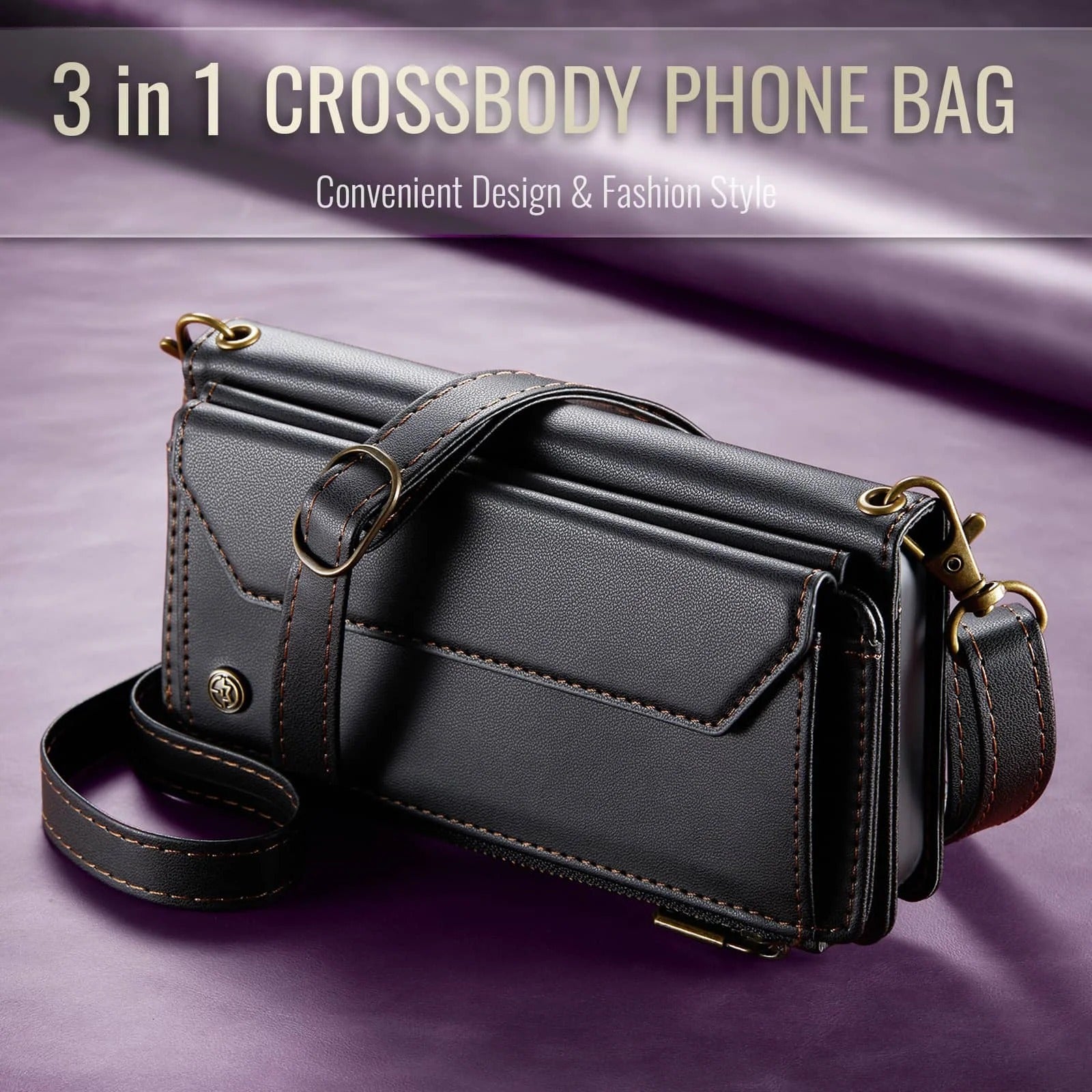 Luxury iPhone Case — Crossbody RFID-Blocking PU Leather Wallet Cover with 7–10 Card Holder, Wristlet & Shoulder Strap, Shockproof Soft Protective Design