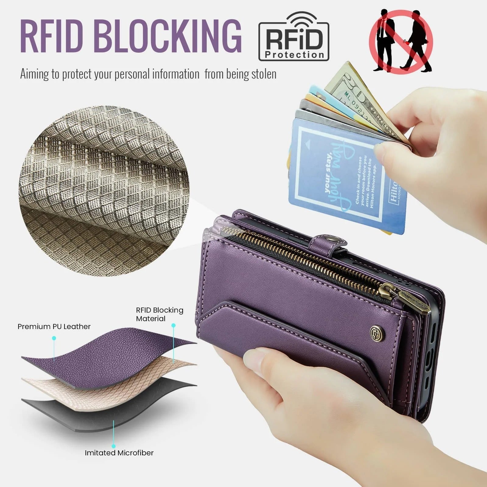 Luxury iPhone Case — Crossbody RFID-Blocking PU Leather Wallet Cover with 7–10 Card Holder, Wristlet & Shoulder Strap, Shockproof Soft Protective Design