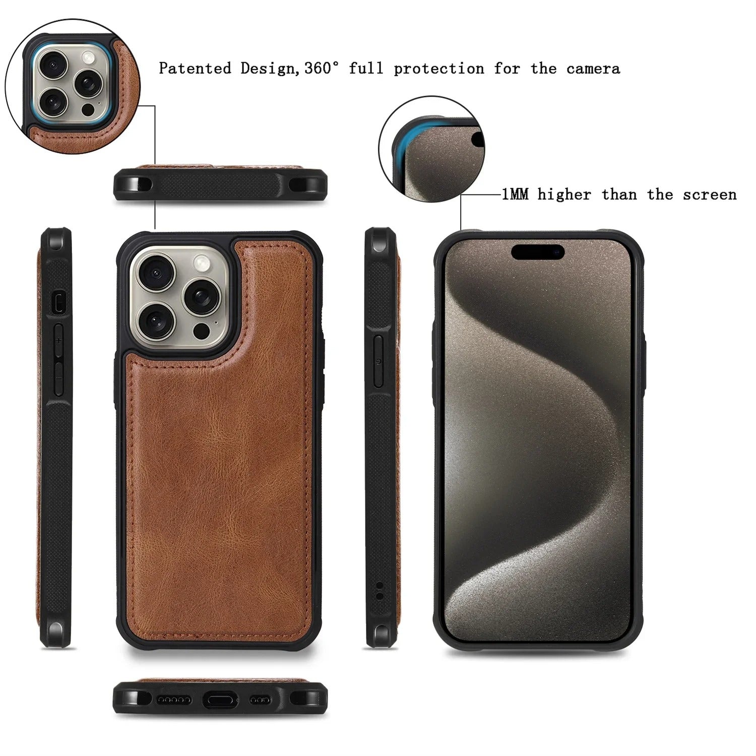 Luxury iPhone Case — Detachable Retro PU Leather Zipper Wallet Cover with Card Slots, Shockproof Anti-Fingerprint Protection & Dustproof Non-Slip Design