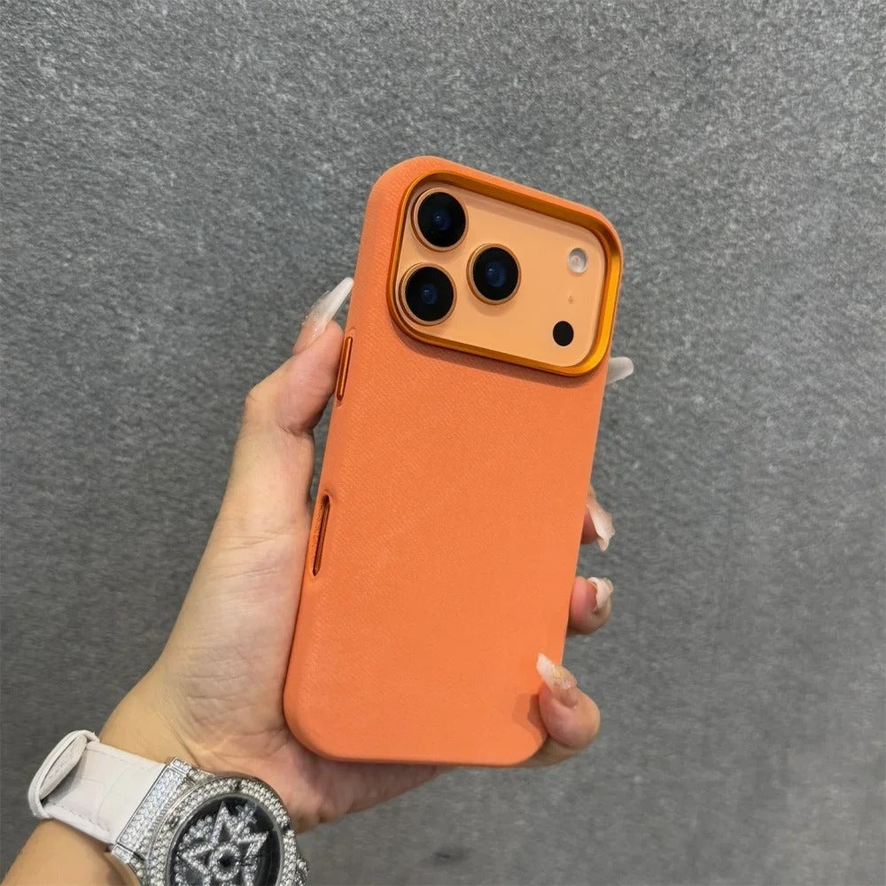 Luxury iPhone Case — Fiber Leather MagSafe Cover with Invisible Magnetic Wireless Charging, Matte Anti-Fingerprint Finish and Slim Shockproof Design