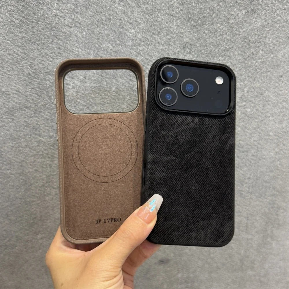 Luxury iPhone Case — Fiber Leather MagSafe Cover with Invisible Magnetic Wireless Charging, Matte Anti-Fingerprint Finish and Slim Shockproof Design