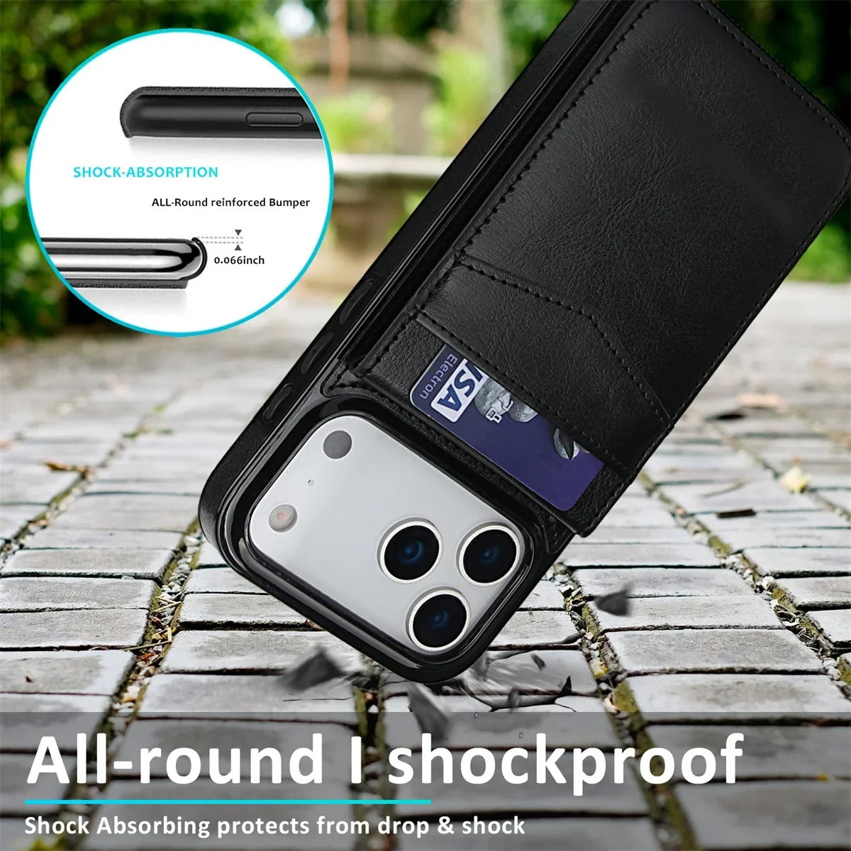 Luxury iPhone Case — Flip Stand Wallet with Card Holder, Retro Leather Cover, Shockproof Anti-Fingerprint Protection, Full Access Design