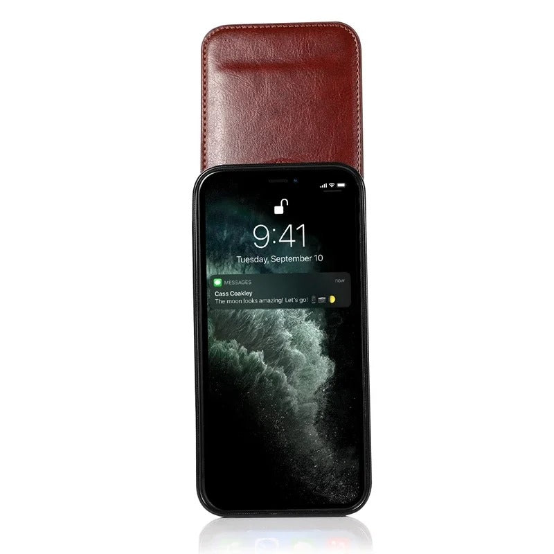 Luxury iPhone Case — Flip Stand Wallet with Card Holder, Retro Leather Cover, Shockproof Anti-Fingerprint Protection, Full Access Design
