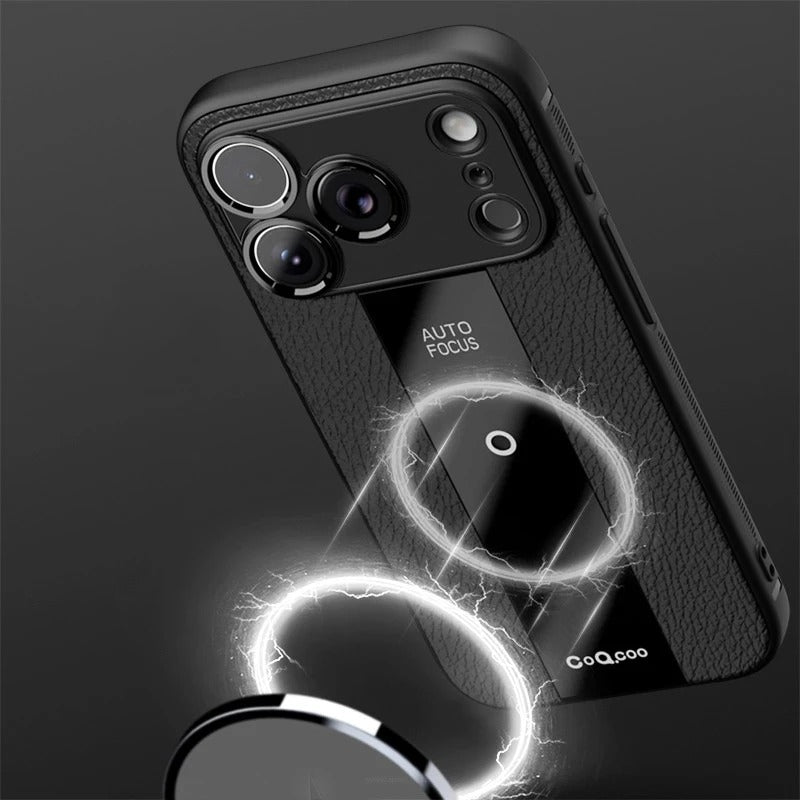 Luxury iPhone Case — Frosted PU Leather Full-Coverage Soft Silicone Protective Cover with MagSafe Support, Shockproof Anti-Scratch Non-Slip Design