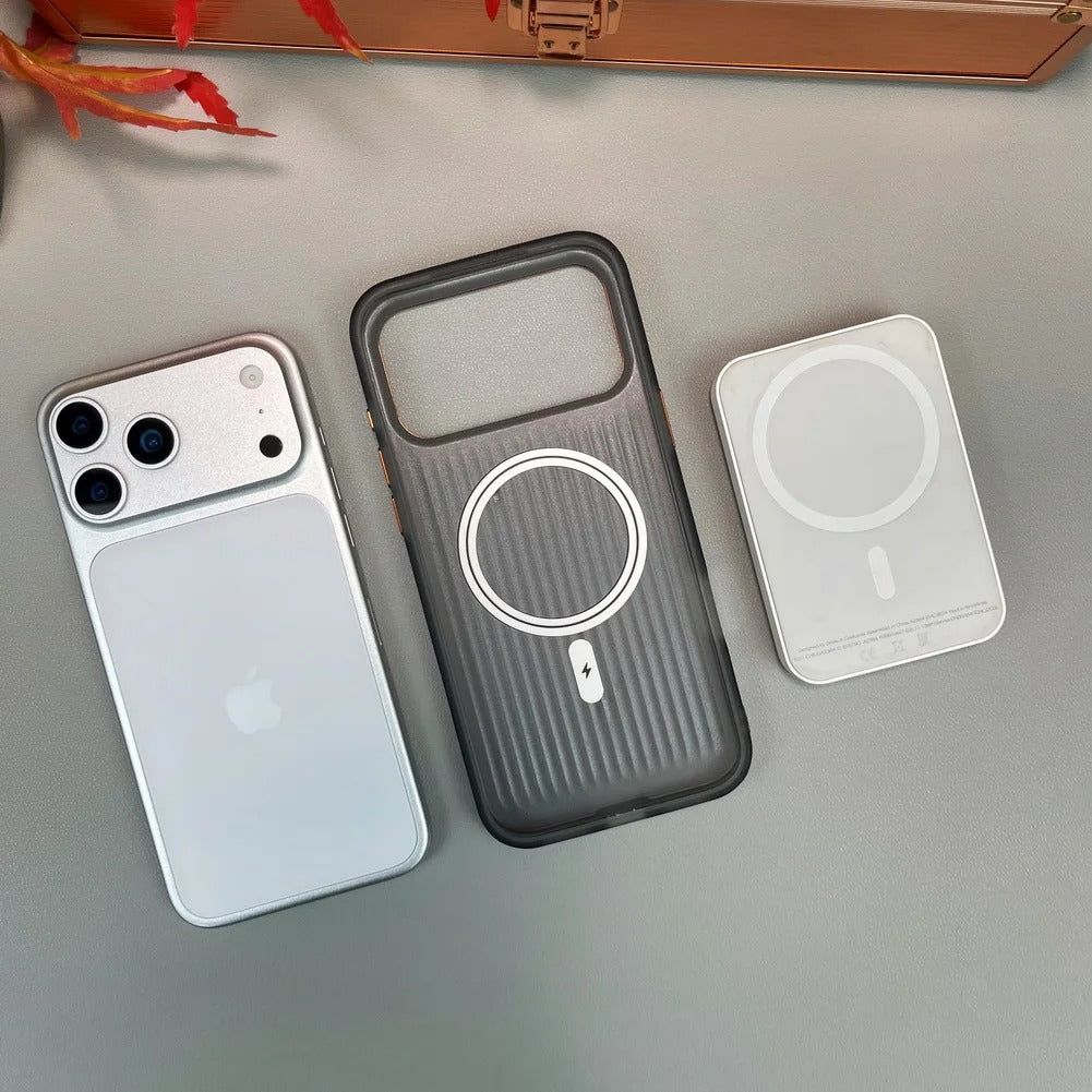 Luxury iPhone Case — Frosted PU Leather Texture MagSafe Armor Cover with Alloy Lens Protection, Matte Anti-Fingerprint Finish and Shockproof TPU Edge Design