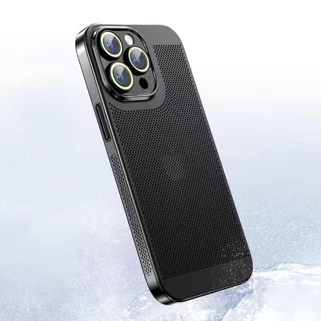 Luxury iPhone Case — Heat-Dissipation Electroplated Hollow PC Shell with Lightweight Anti-Fingerprint Anti-Scratch Cooling Design & Non-Slip Half-Wrapped Protection