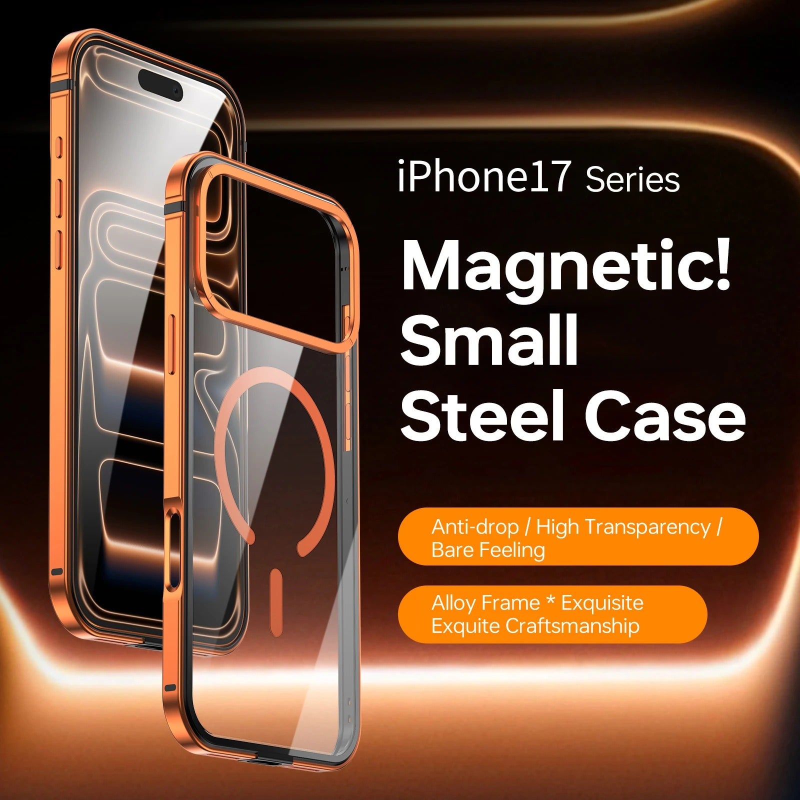 Luxury iPhone Case — High-End Metal Frame MagSafe Cover with HD Acrylic Backplate and Durable Shockproof Protective Design