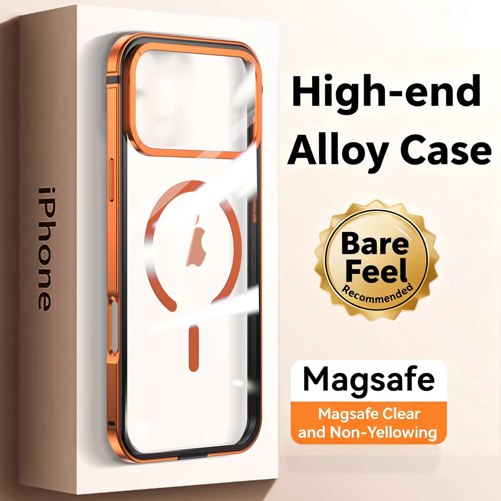 Luxury iPhone Case — High-End Metal Frame MagSafe Cover with HD Acrylic Backplate and Durable Shockproof Protective Design