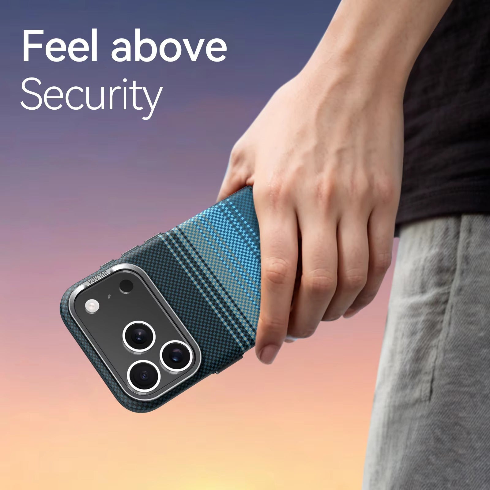 Luxury iPhone Case — Kevlar Carbon-Fiber Texture MagSafe Cover with Tough Shockproof PC Protection and Wireless-Charging Safe Design