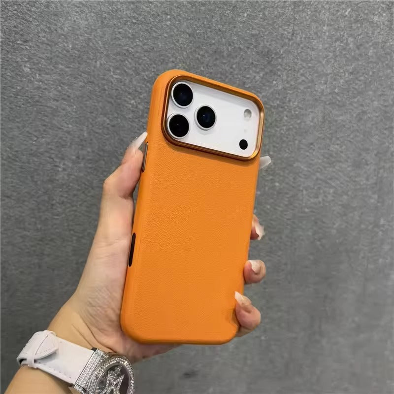 Luxury iPhone Case — Leather Magnetic Cover with MagSafe Charging, Camera Button Access and Full-Protection Artificial Leather Design