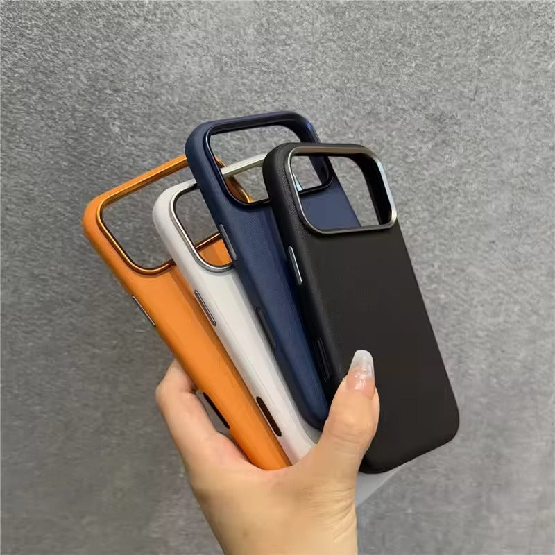 Luxury iPhone Case — Leather Magnetic Cover with MagSafe Charging, Camera Button Access and Full-Protection Artificial Leather Design