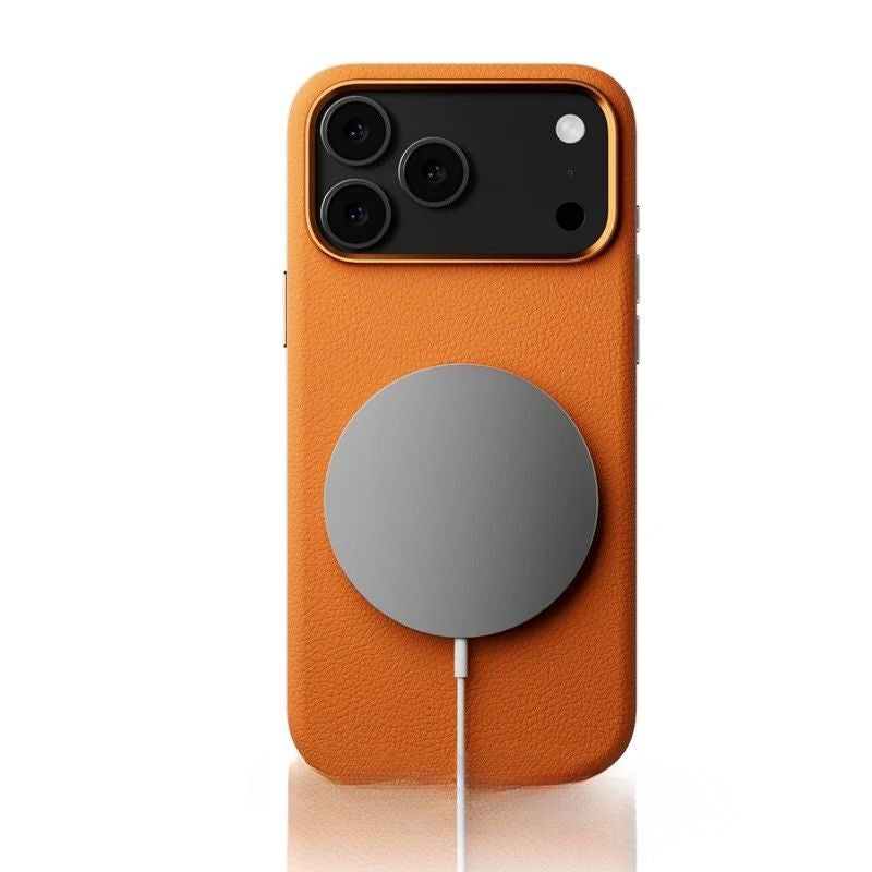 Luxury iPhone Case — Leather Magnetic Cover with MagSafe Charging, Camera Button Access and Full-Protection Artificial Leather Design