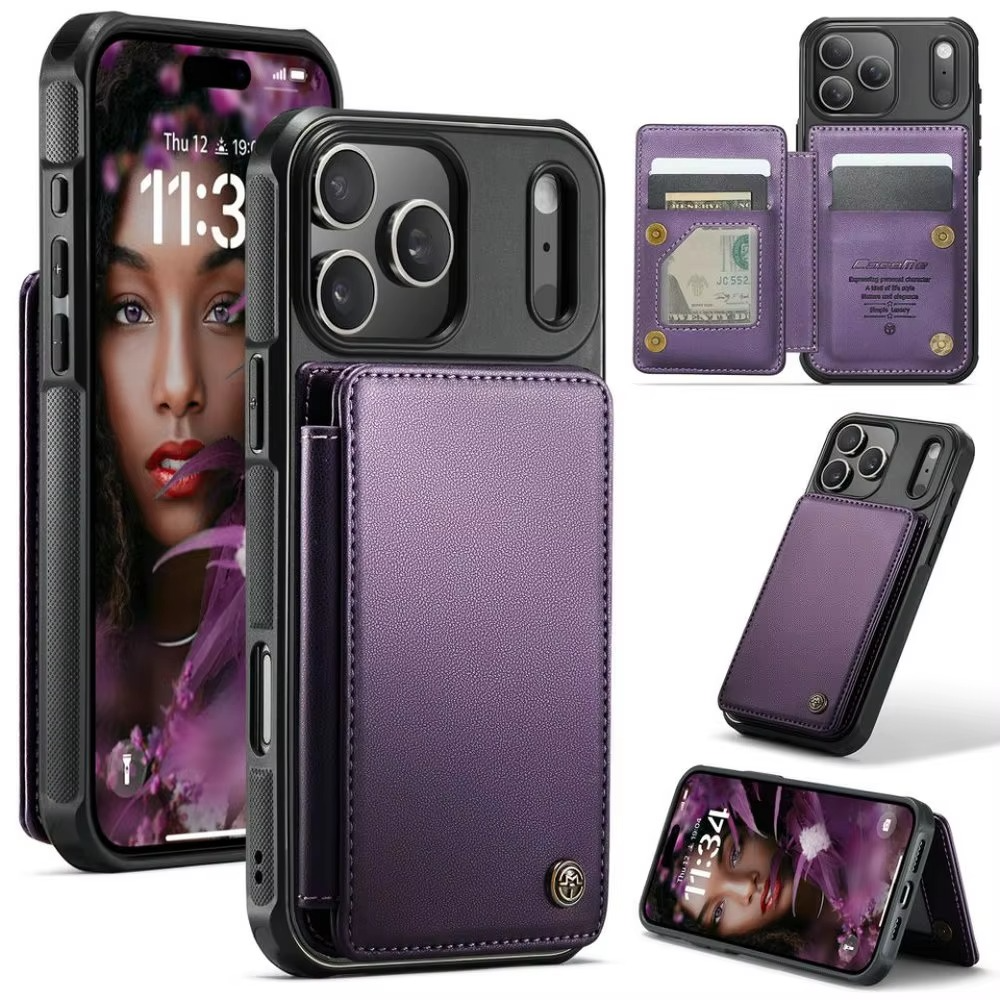 Luxury iPhone Case — Leather RFID Card Wallet with Magnetic Shockproof Cover, Anti-Fingerprint Anti-Scratch, Non-Slip Plain and Geometric Design