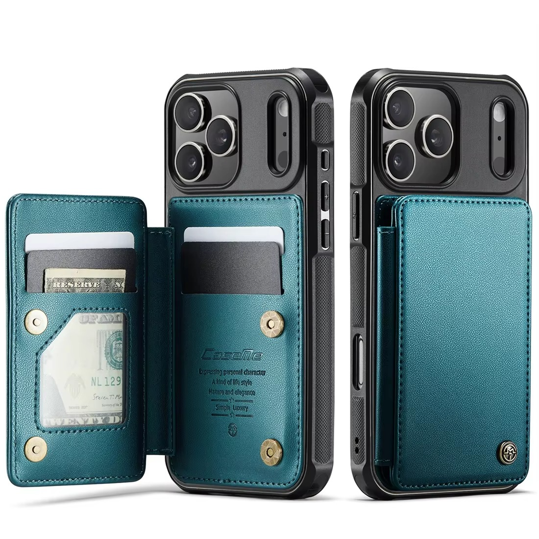 Luxury iPhone Case — Leather RFID Card Wallet with Magnetic Shockproof Cover, Anti-Fingerprint Anti-Scratch, Non-Slip Plain and Geometric Design