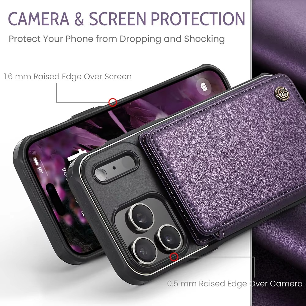 Luxury iPhone Case — Leather RFID Card Wallet with Magnetic Shockproof Cover, Anti-Fingerprint Anti-Scratch, Non-Slip Plain and Geometric Design