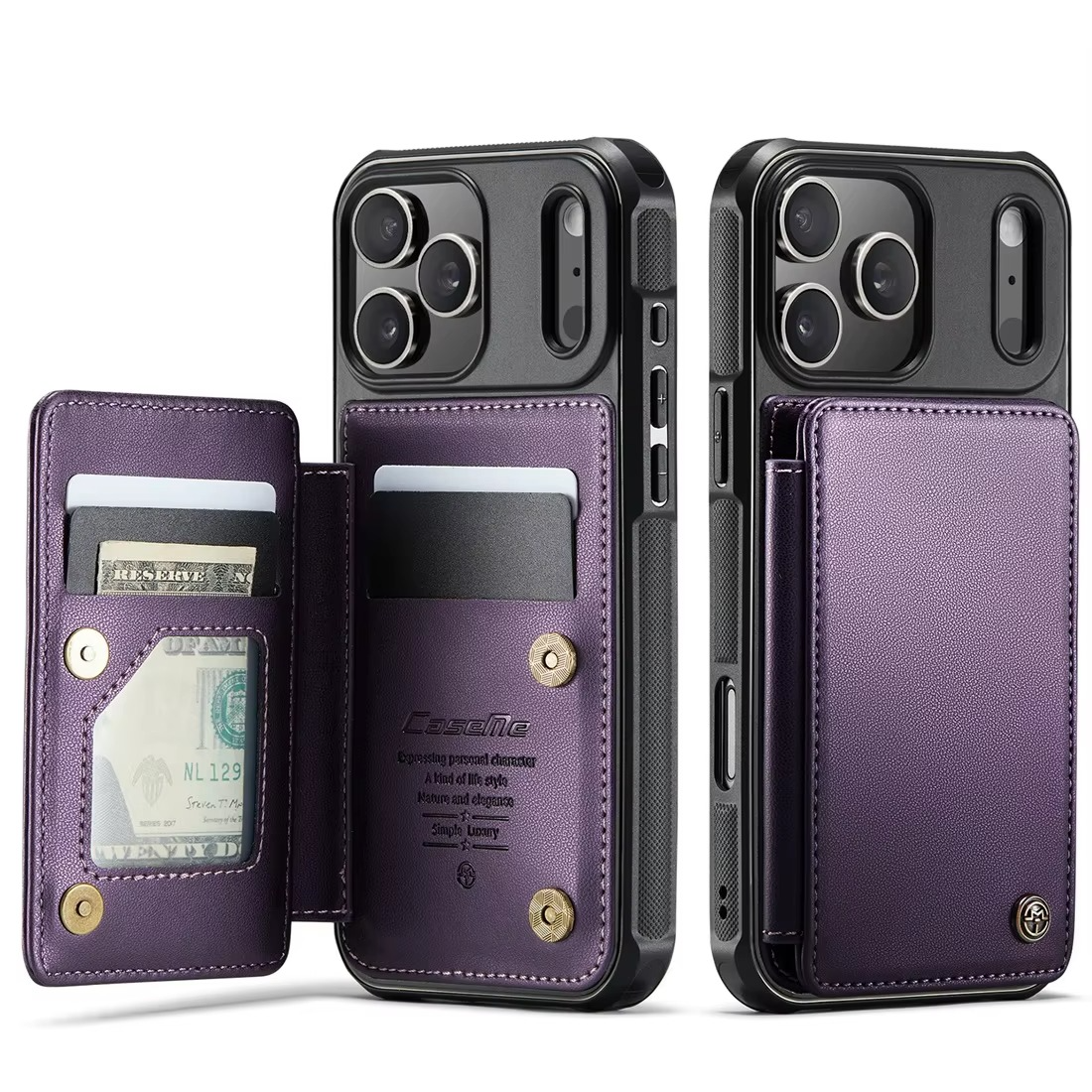 Luxury iPhone Case — Leather RFID Card Wallet with Magnetic Shockproof Cover, Anti-Fingerprint Anti-Scratch, Non-Slip Plain and Geometric Design