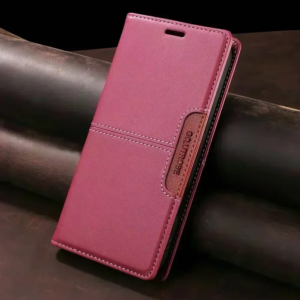 Luxury iPhone Case — Leather Wallet Cover with RFID Protection, Magnetic Card Holder, Shockproof and Anti-Fingerprint Full-Protection Design