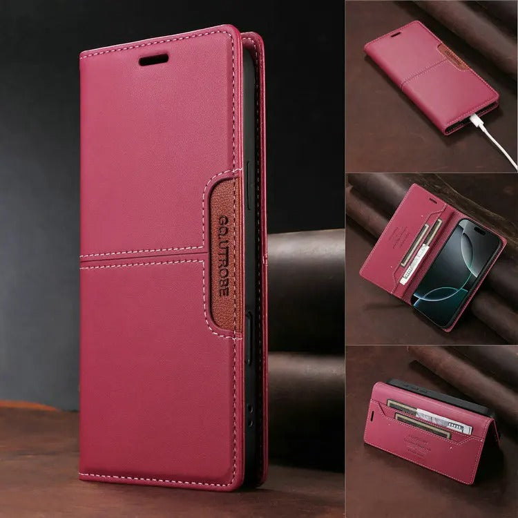 Luxury iPhone Case — Leather Wallet Cover with RFID Protection, Magnetic Card Holder, Shockproof and Anti-Fingerprint Full-Protection Design