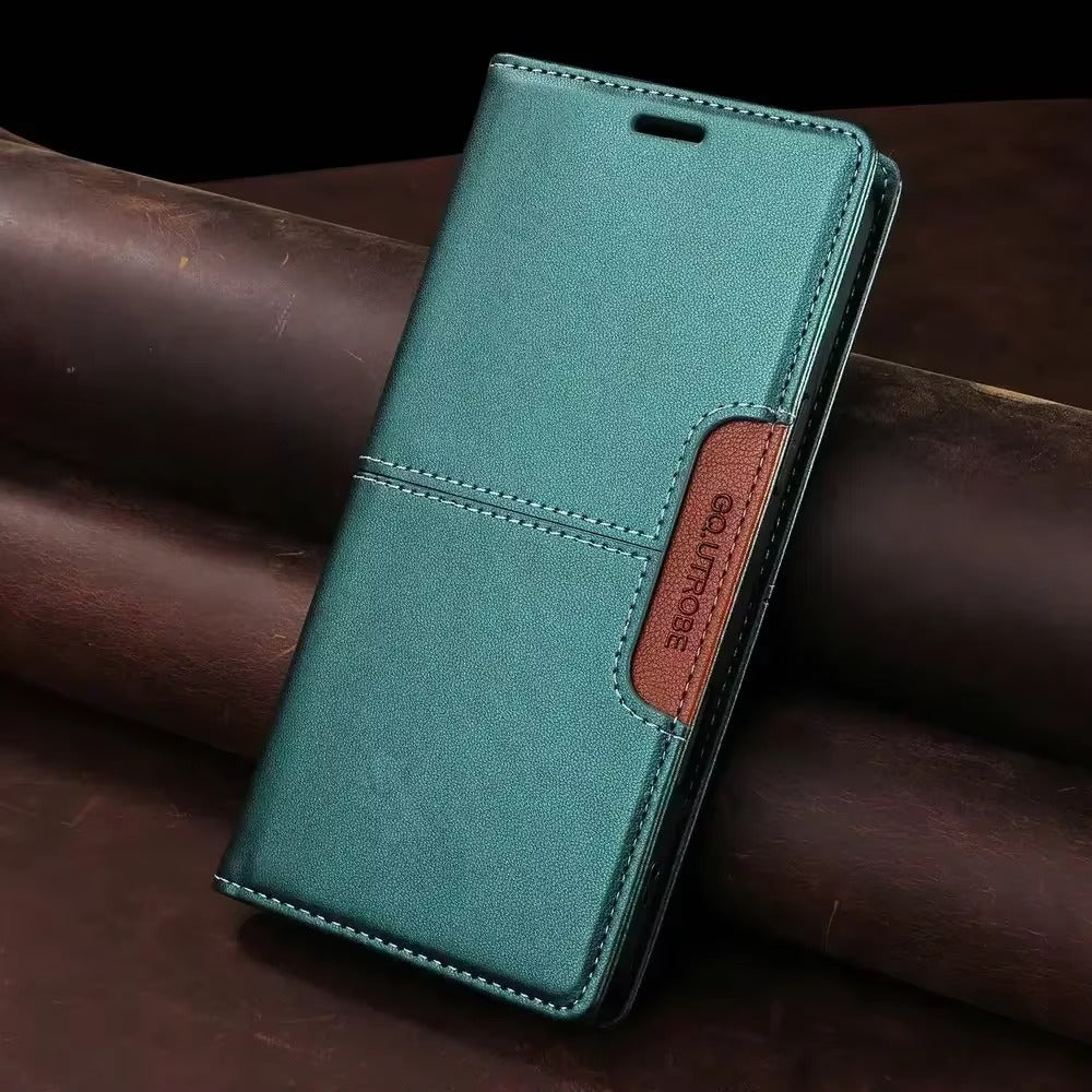 Luxury iPhone Case — Leather Wallet Cover with RFID Protection, Magnetic Card Holder, Shockproof and Anti-Fingerprint Full-Protection Design