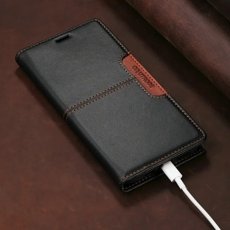Luxury iPhone Case — Leather Wallet Cover with RFID Protection, Magnetic Card Holder, Shockproof and Anti-Fingerprint Full-Protection Design