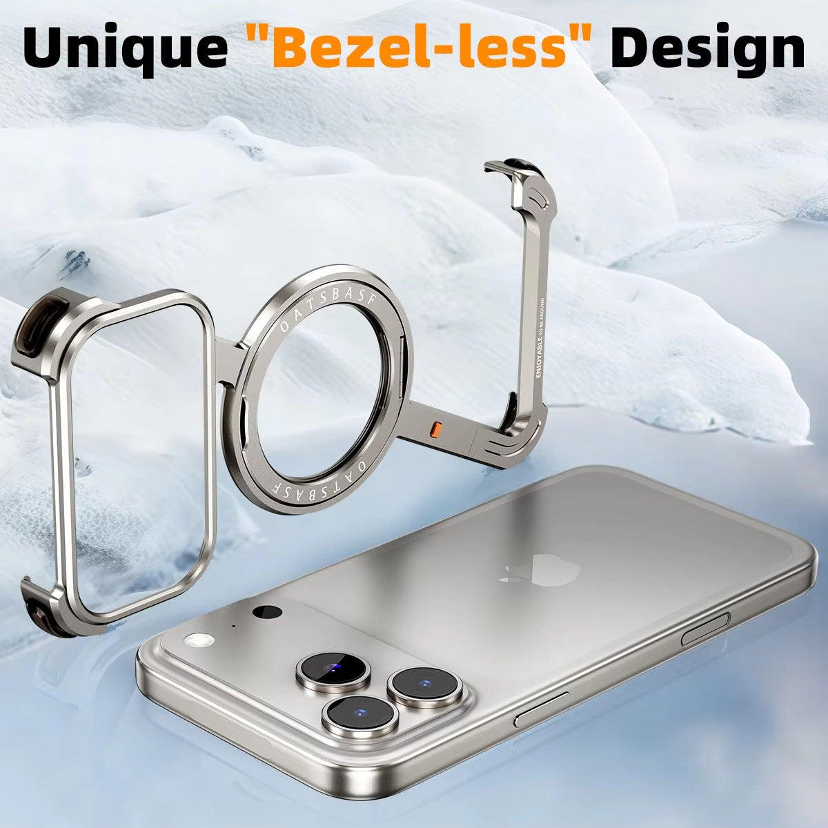 Luxury iPhone Case — MagSafe Aviation Aluminum Z-Shape Bumper with Rotatable Stand, Air-Cushion Anti-Fall Protection and Magnetic Ring Support