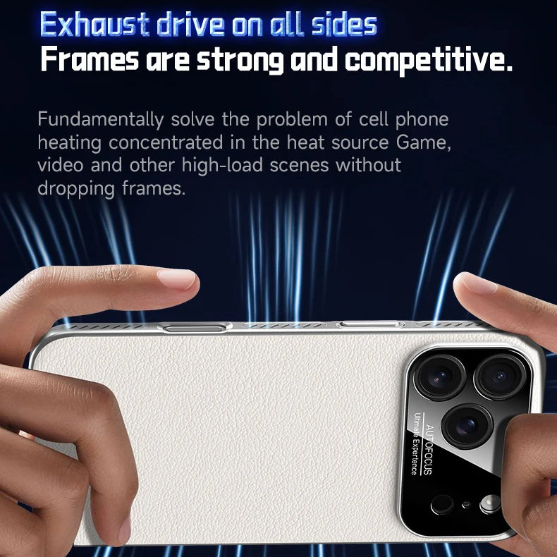 Luxury iPhone Case — MagSafe Magnetic Solid-Color Leather Border Cover with Heat-Dissipation Bumper, Large Camera Window & Shockproof Anti-Fingerprint Design