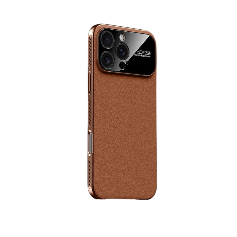 Luxury iPhone Case — MagSafe Magnetic Solid-Color Leather Border Cover with Heat-Dissipation Bumper, Large Camera Window & Shockproof Anti-Fingerprint Design