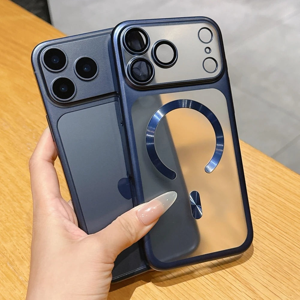 Luxury iPhone Case — MagSafe Matte Plating Translucent Silicone Cover with Shockproof Protection, Lens Film Guard, Anti-Fingerprint Non-Slip Design