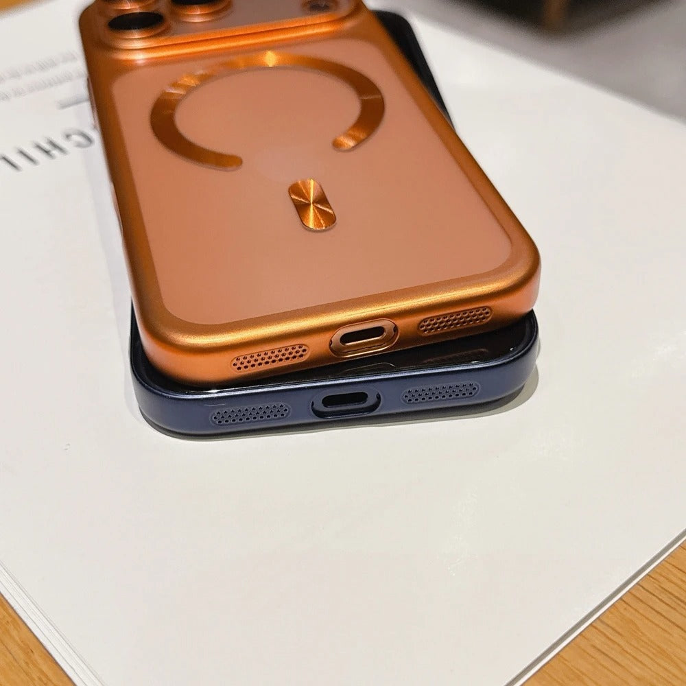 Luxury iPhone Case — MagSafe Matte Plating Translucent Silicone Cover with Shockproof Protection, Lens Film Guard, Anti-Fingerprint Non-Slip Design