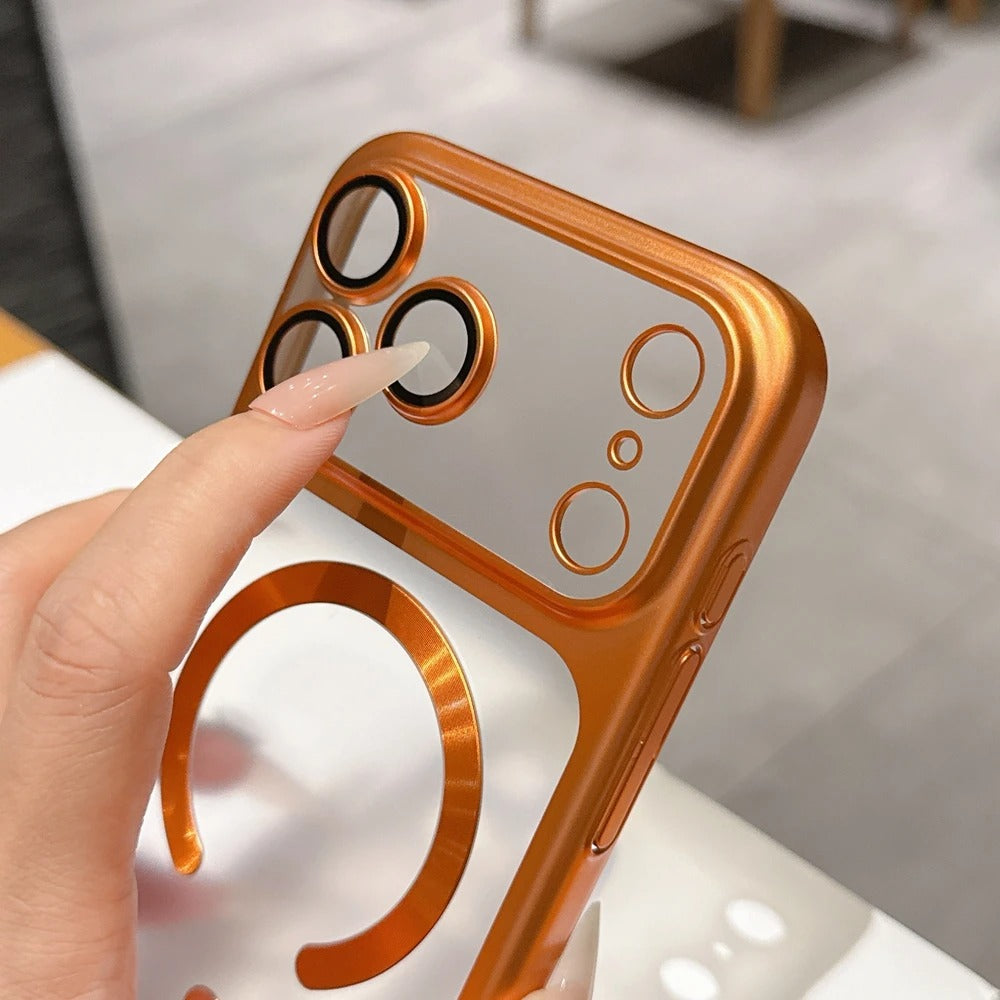 Luxury iPhone Case — MagSafe Matte Plating Translucent Silicone Cover with Shockproof Protection, Lens Film Guard, Anti-Fingerprint Non-Slip Design