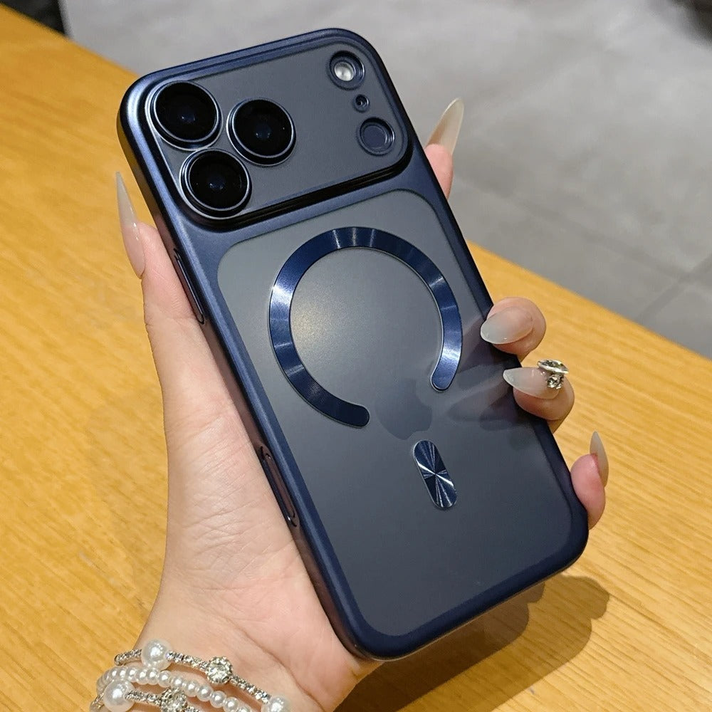 Luxury iPhone Case — MagSafe Matte Plating Translucent Silicone Cover with Shockproof Protection, Lens Film Guard, Anti-Fingerprint Non-Slip Design