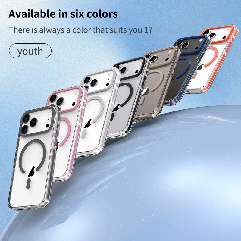 Luxury iPhone Case — MagSafe Transparent Acrylic + TPU Hybrid Armor Cover with Shockproof Protection, Anti-Fingerprint Anti-Scratch Design and Non-Slip Dustproof Finish