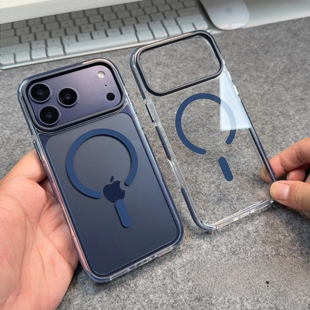 Luxury iPhone Case — MagSafe Transparent Acrylic + TPU Hybrid Armor Cover with Shockproof Protection, Anti-Fingerprint Anti-Scratch Design and Non-Slip Dustproof Finish