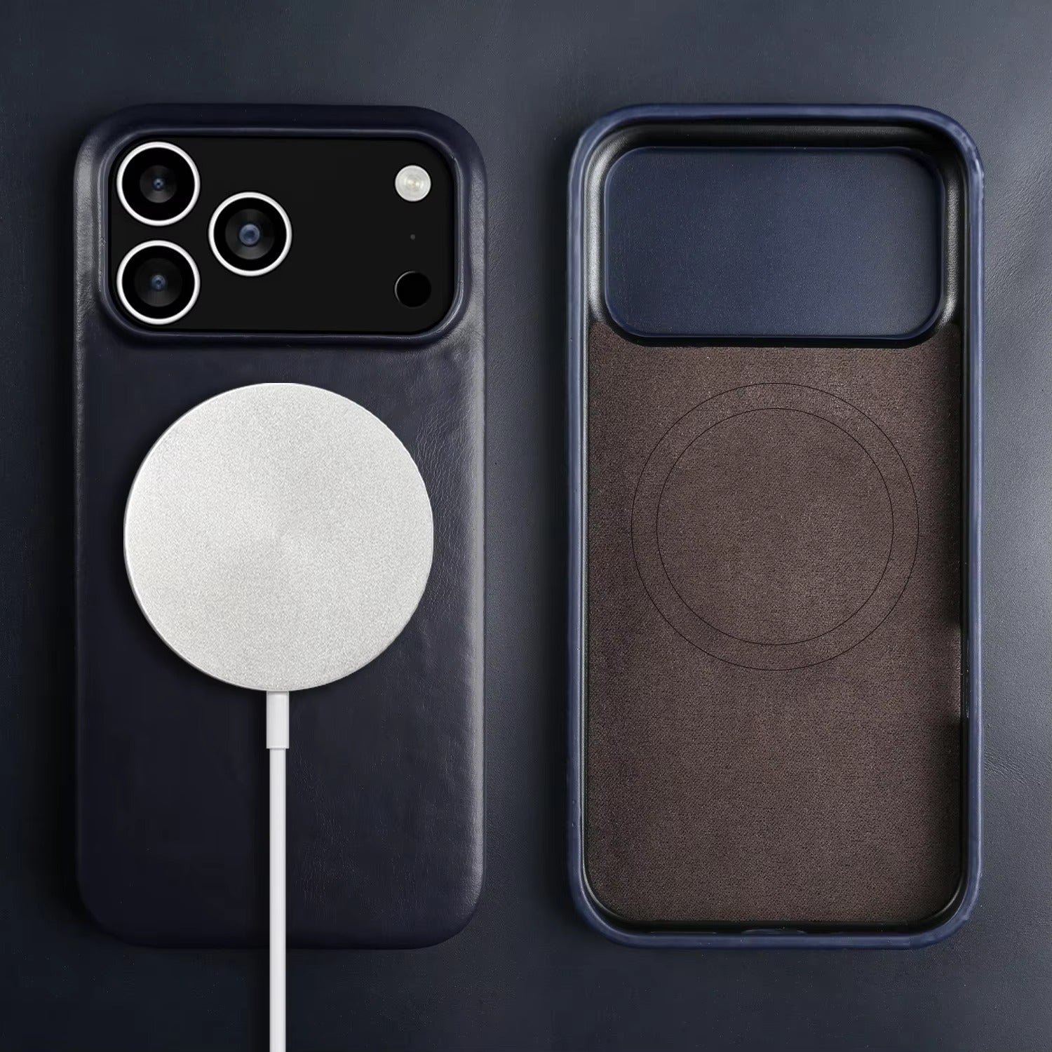 Luxury iPhone Case — MagSafe Vintage Oil-Wax Genuine Leather Cover with Full-Covered Shockproof Protection, Dustproof Anti-Slip Design