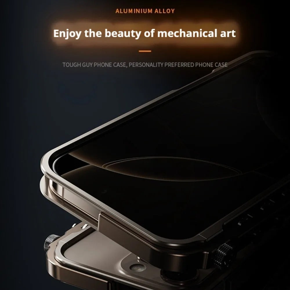 Luxury iPhone Case — Magnetic Aluminum Alloy Armored Frame Cover with Shockproof Drop Protection, Glitter Non-Slip Design and Heat-Resistant Build
