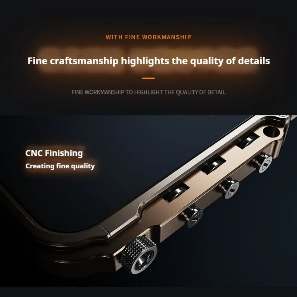 Luxury iPhone Case — Magnetic Aluminum Alloy Armored Frame Cover with Shockproof Drop Protection, Glitter Non-Slip Design and Heat-Resistant Build