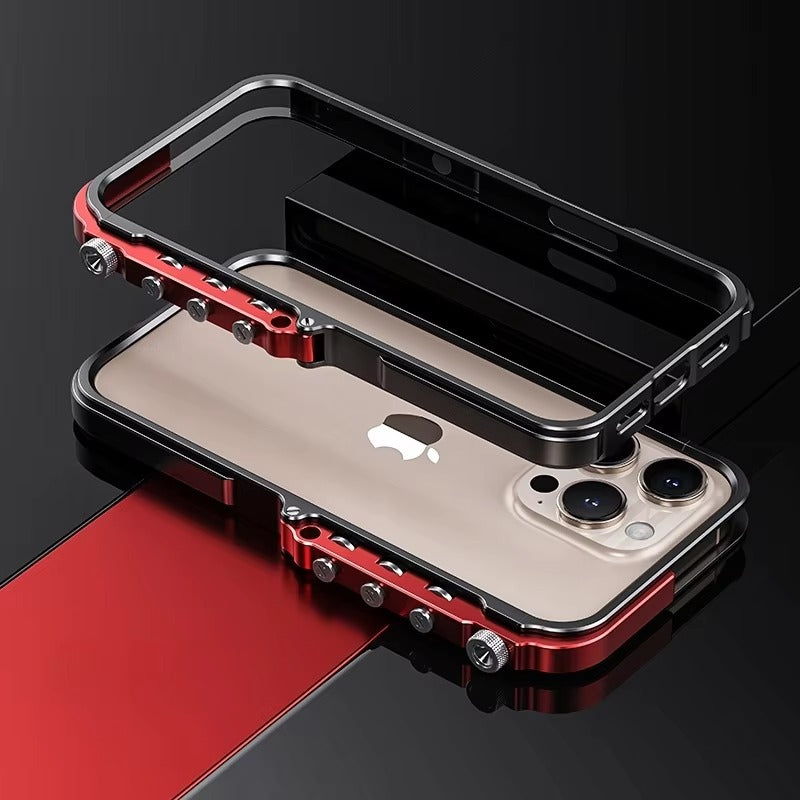 Luxury iPhone Case — Magnetic Aluminum Alloy Armored Frame Cover with Shockproof Drop Protection, Glitter Non-Slip Design and Heat-Resistant Build