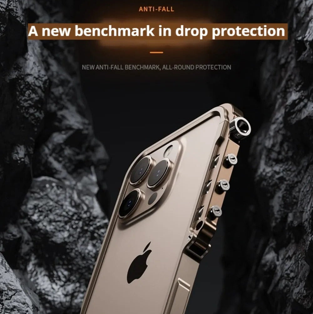 Luxury iPhone Case — Magnetic Aluminum Alloy Armored Frame Cover with Shockproof Drop Protection, Glitter Non-Slip Design and Heat-Resistant Build