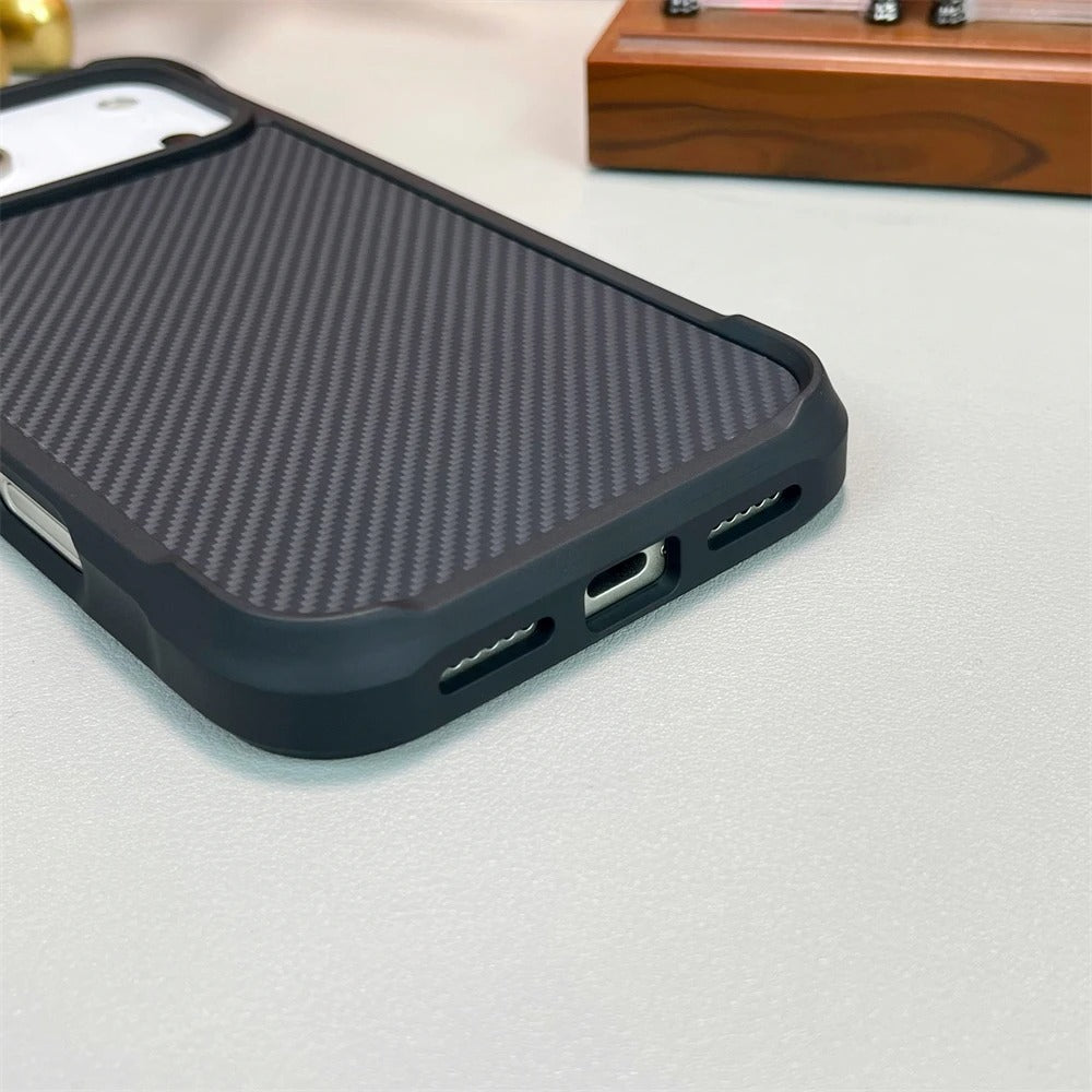 Luxury iPhone Case — Magnetic Carbon-Fiber Armor Cover with Frosted Matte Finish, Shockproof Bumper Design and MagSafe Compatibility