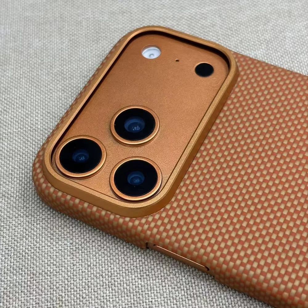 Luxury iPhone Case — Magnetic Carbon Aramid Fiber Cover with Kevlar Build, Shockproof Protective Design and Full-Body Mobile Protection