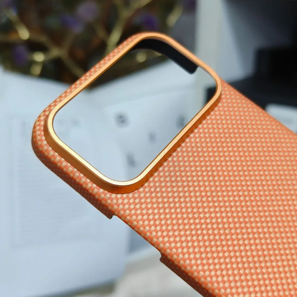 Luxury iPhone Case — Magnetic Carbon Aramid Fiber Cover with Kevlar Build, Shockproof Protective Design and Full-Body Mobile Protection