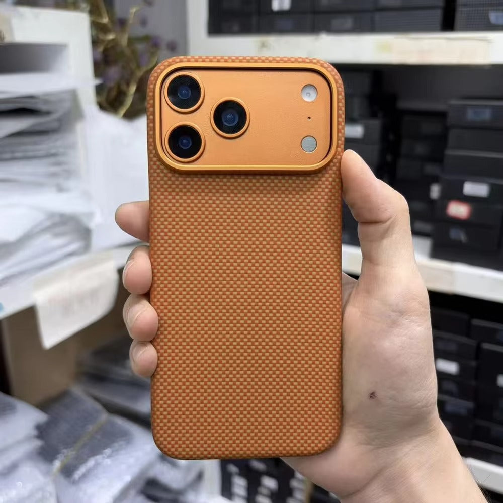 Luxury iPhone Case — Magnetic Carbon Aramid Fiber Cover with Kevlar Build, Shockproof Protective Design and Full-Body Mobile Protection
