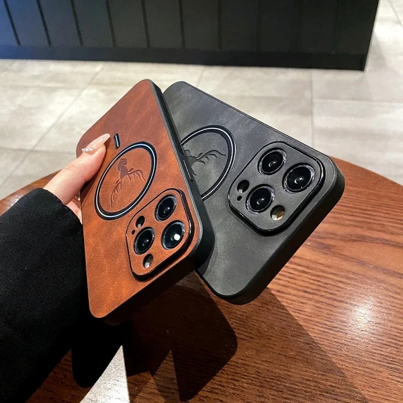 Luxury iPhone Case — Magnetic Deer Head Leather Cover with Shockproof Soft Protection, Wireless-Charging Support & Matte Anti-Fingerprint Design
