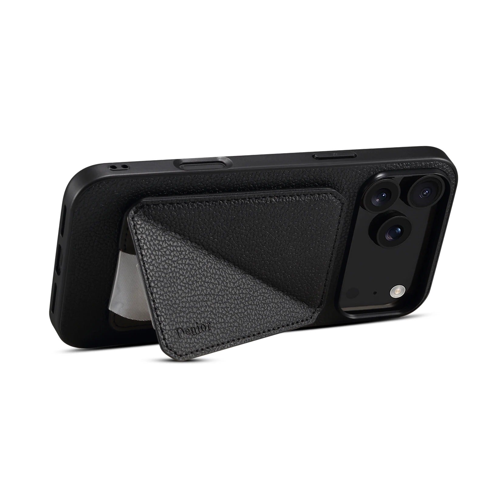 Luxury iPhone Case — Magnetic Detachable Card Slot Wallet with Stand, Full-Coverage PU Leather + PC TPU Shockproof Anti-Fingerprint Plain Design
