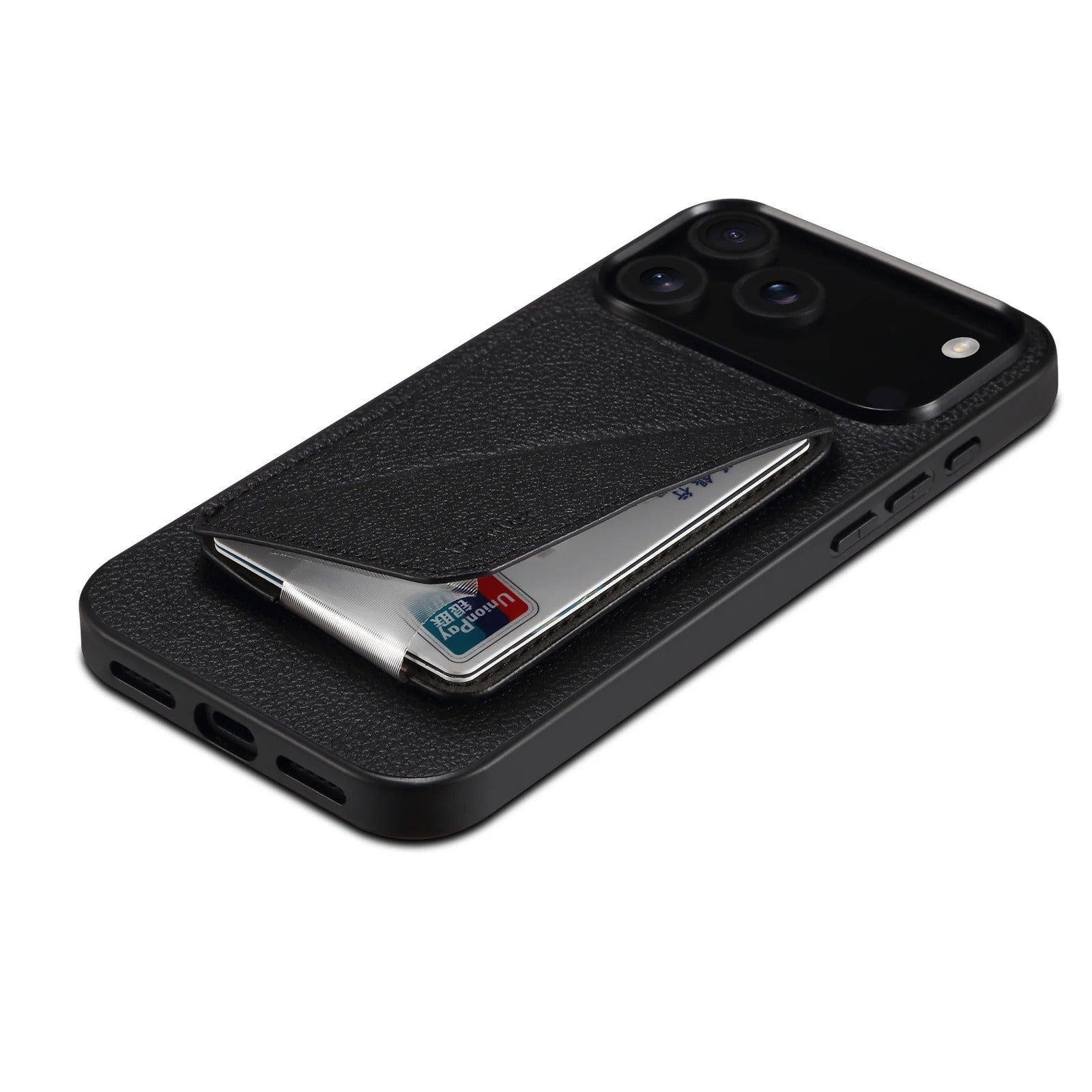 Luxury iPhone Case — Magnetic Detachable Card Slot Wallet with Stand, Full-Coverage PU Leather + PC TPU Shockproof Anti-Fingerprint Plain Design