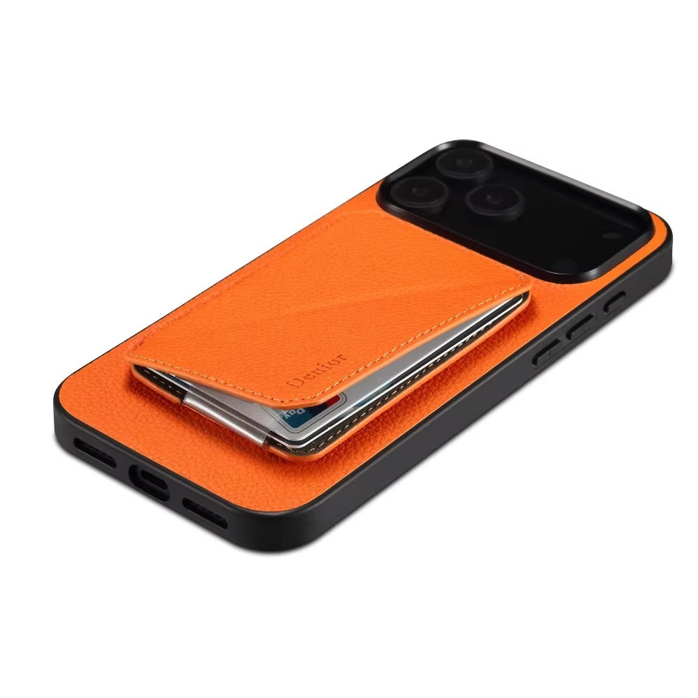 Luxury iPhone Case — Magnetic Detachable Card Slot Wallet with Stand, Full-Coverage PU Leather + PC TPU Shockproof Anti-Fingerprint Plain Design